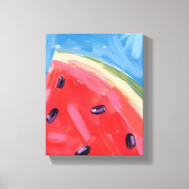 Impressão Em Tela Melancia Vermelha | Pintura de Frutas em Aquarela