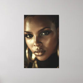 Impressão Em Tela Melanina Golden Glow Retrato Feroz