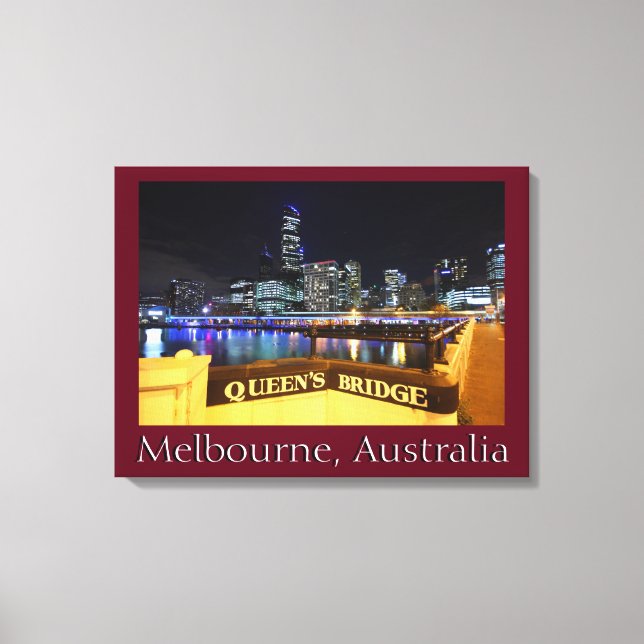 Impressão Em Tela Melbourne CBD Queens Bridge Lights (Frente)