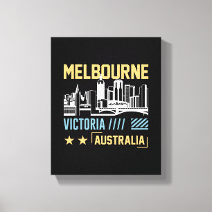 Impressão Em Tela Melbourne Vitória Austrália Skyline Viagem Gráfica