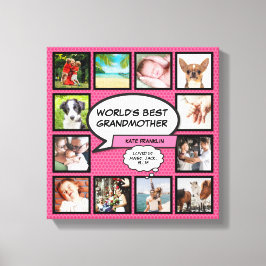Impressão Em Tela Melhor Colagem de Fotos Rosa Divertida da Avó