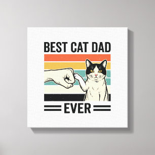 Impressão Em Tela Melhor Pai de Gato de Todos os Tempos Camisa Retro