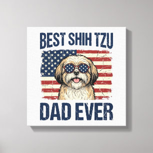 Impressão Em Tela Melhor Pai de Shih Tzu Patriótico de Todos os Temp