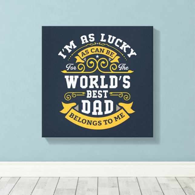 Impressão Em Tela Melhor Pai do Mundo Laranja Branco Azul (Insitu(piso de madeira))