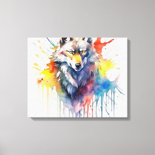 Impressão Em Tela Melodia de Watercolor Wolf (Frente)