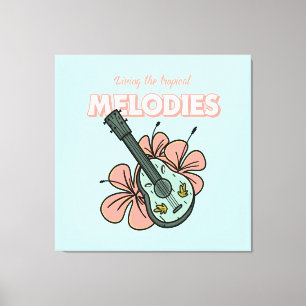 Impressão Em Tela Melodias Tropicais Ukulele Arte Floral