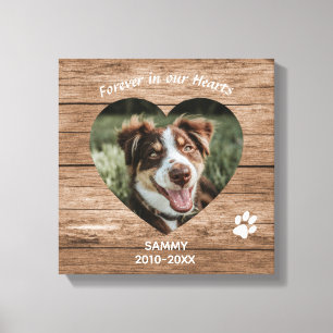 Impressão Em Tela Memorial de Cão Personalizado - Madeira Rústica