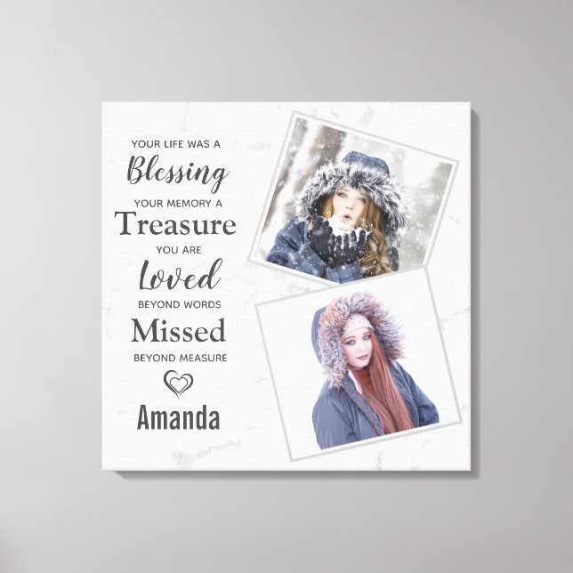 Impressão Em Tela Memorial de Fotografias da Família Marble (Frente)