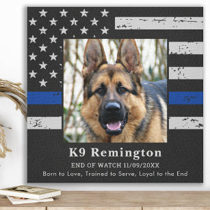Impressão Em Tela Memorial do Cachorro Policial Thin Blue Line K9