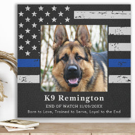 Impressão Em Tela Memorial do Cachorro Policial Thin Blue Line K9