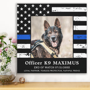 Impressão Em Tela Memorial do Cão Policial Thin Blue Line K9