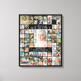 Impressão Em Tela Memorial IN LOVING MEMORY 66 Photo Collage Black