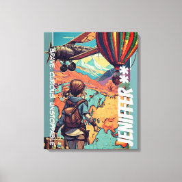 Impressão Em Tela Menina Aventureira, Tema de Viagem Personalizado