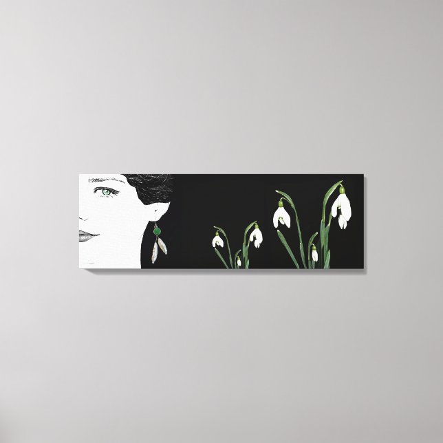 Impressão Em Tela Menina em pérola brinco bonito ilustração de moda (Frente)