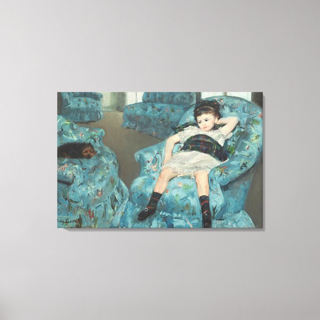 Impressão Em Tela Menina em uma cadeira azul, 1878 (oi) (Frente)