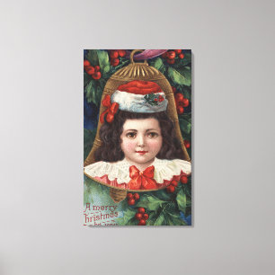 Impressão Em Tela Menina no chapéu do papai noel em Bell