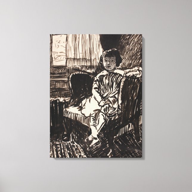 Impressão Em Tela Menina sentada na cadeira (cerca de 1917-1918) (Frente)