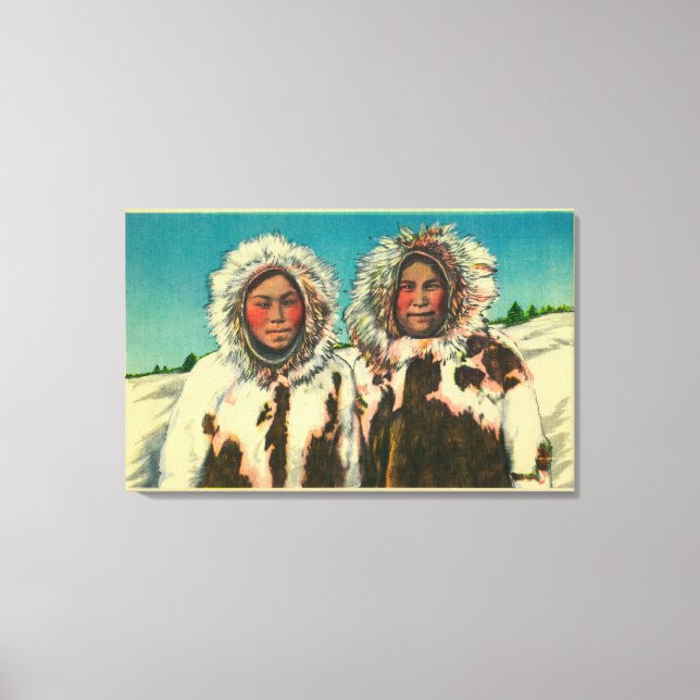 Impressão Em Tela Meninas Eskimo Nativas no AlaskaState (Frente)