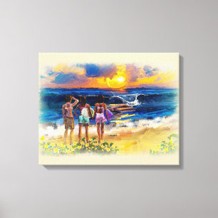 Impressão Em Tela Meninas havaianas do surf