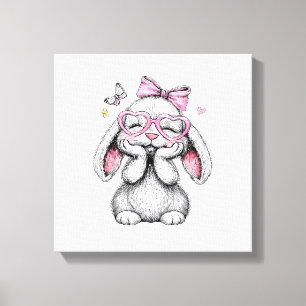 Impressão Em Tela Meninas Páscoa Bunny Fofo Face Rosa Páscoa Criança