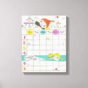 Impressão Em Tela Meninas que jogam pela escola e pelo calendário