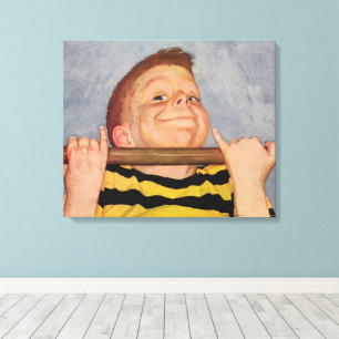 Impressão Em Tela Menino Antigo Fazendo Flexões de Braço, Fitness e 