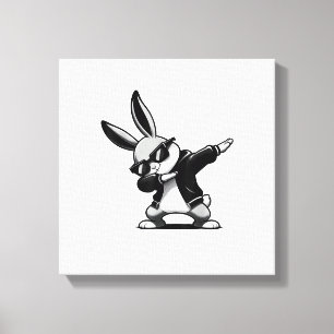 Impressão Em Tela Menino Criança Dia de Páscoa Dabbing Coelho Hip Ho