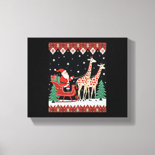 Impressão Em Tela Meninos Meninas Papai Noel Montando Trenó de Giraf