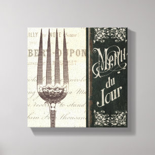 Impressão Em Tela Menu e forquilha franceses