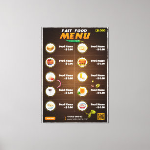Impressão Em Tela Menu Restaurante Moderno