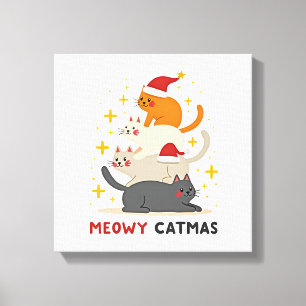 Impressão Em Tela Meowy Catmas Gato Natal Árvore de Natal (2)