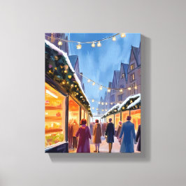 Impressão Em Tela Mercado de Férias Feliz Natal Pintura