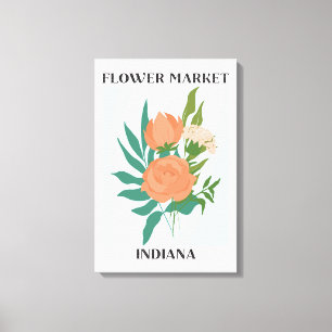 Impressão Em Tela Mercado de Flores Indiana Peach Peony Floral