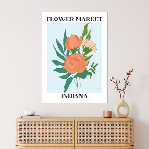 Impressão Em Tela Mercado de Flores Indiana Peach Peony Floral