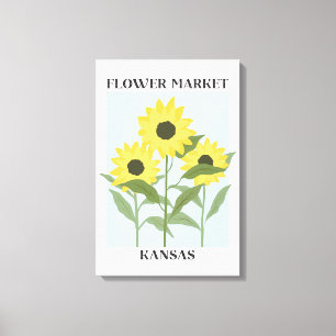 Impressão Em Tela Mercado de Flores Kansas Amarelo Girassol Floral