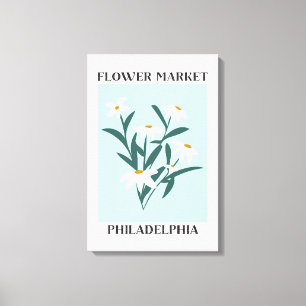 Impressão Em Tela Mercado de Flores Philadelphia White Daisy Floral