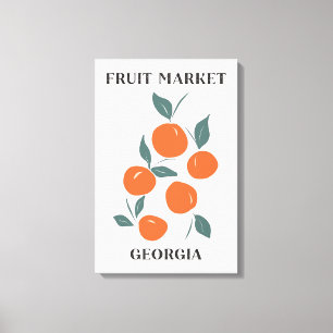 Impressão Em Tela Mercado de Frutas Georgia Laranja Pêssegos Comida