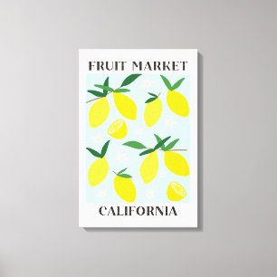 Impressão Em Tela Mercado de Frutas Limão Amarelo Califórnia Comida