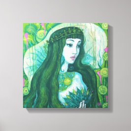 Impressão Em Tela Mereia Verde Fantasia Surreal Arte Submarina