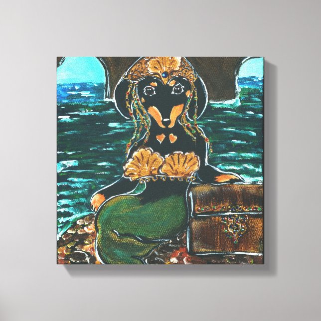 IMPRESSÃO EM TELA MERMAID DACHSHUND (Frente)