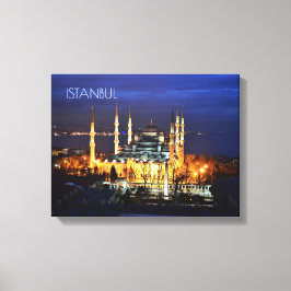 Impressão Em Tela Mesquita Azul de Istambul Vista Noturna Turquia
