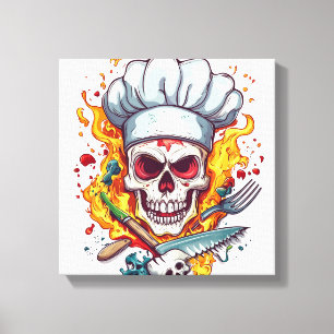 Impressão Em Tela Mestre de Cozinha Chef Caveira