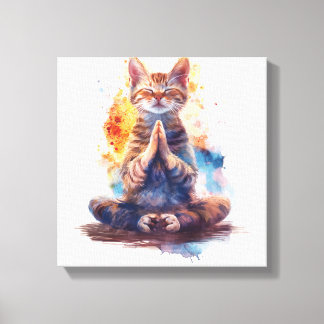 Impressão Em Tela Mestre de Yoga com Gatos