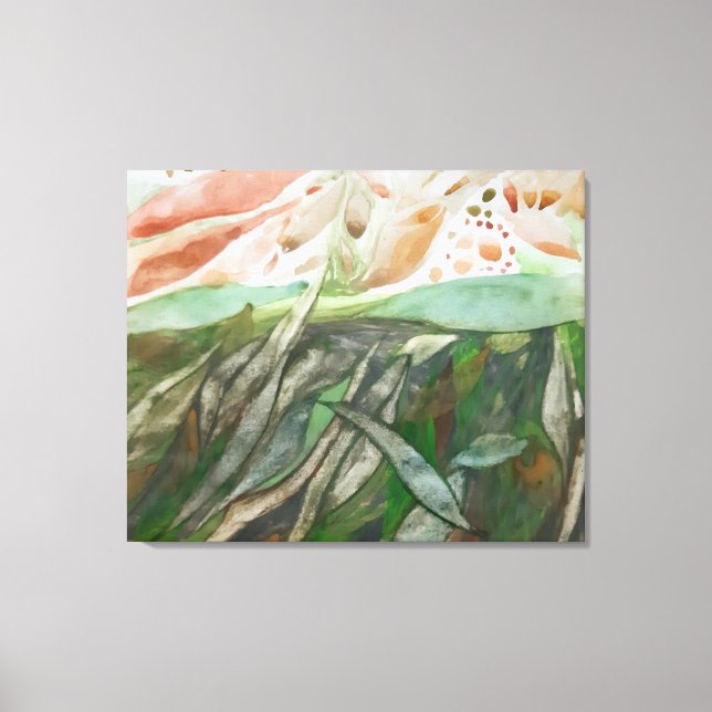 Impressão Em Tela Metade verde e botânica foliar de cor metade (Frente)