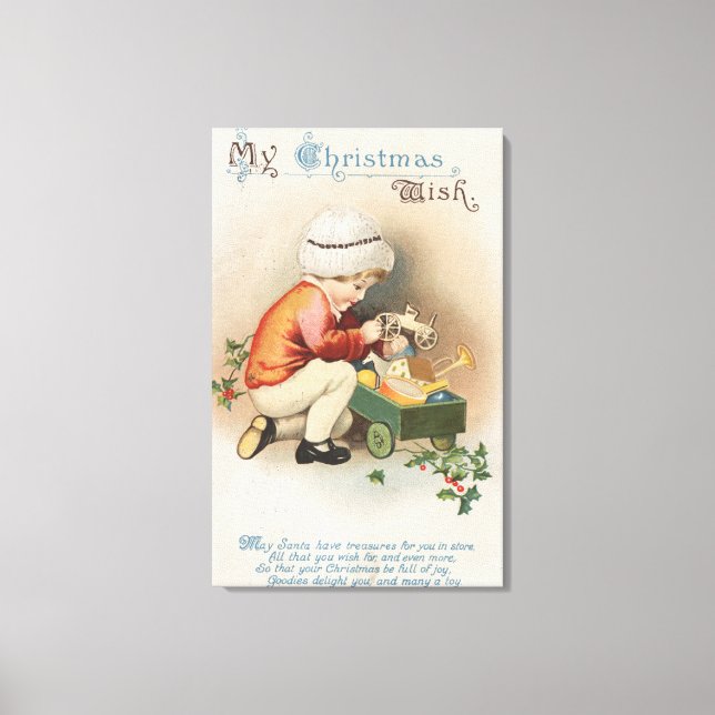 Impressão Em Tela Meu WishKid de Natal Observando Brinquedos (Frente)