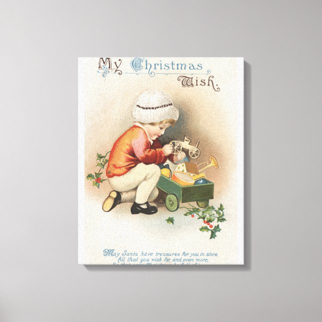 Impressão Em Tela Meu WishKid de Natal Observando Brinquedos (Frente)