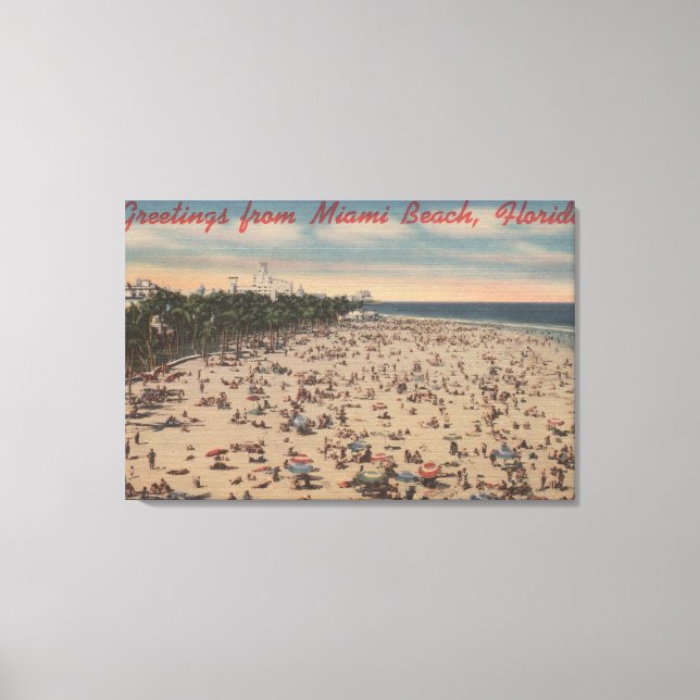 Impressão Em Tela Miami Beach, FloridaSaudações de Miami, FL (Frente)
