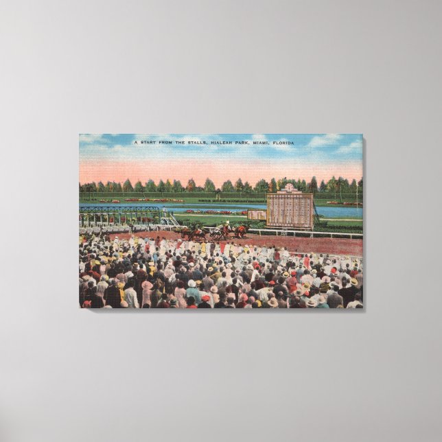 Impressão Em Tela Miami, FL - Vista do Parque Hialeah com Cavalo (Frente)
