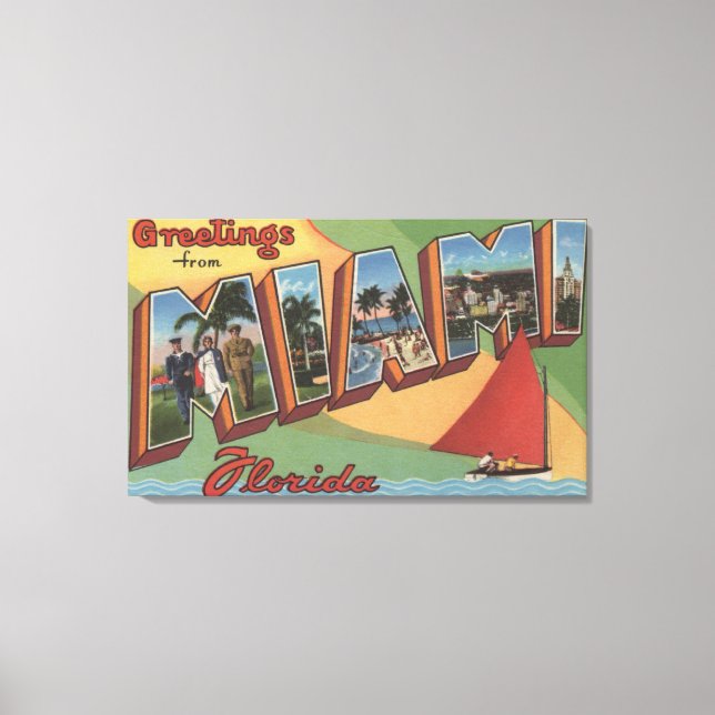 Impressão Em Tela Miami, FlóridaLarge - Letra ScenesMiami, FL (Frente)