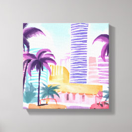 Impressão Em Tela Miami Pastéis | Pintura em Aquarela Desorganizada